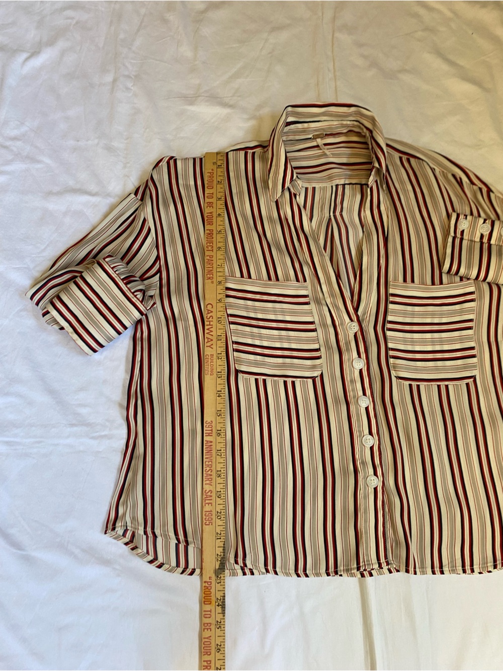 Free People Womens Mad About You V-Neck Button Down Silky Striped Blouse
Size XS - Picture 11 of 15
